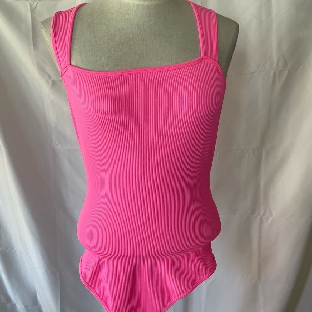 Vibrant Pink Ribbed tummy control bodysuit body shaper size XXL - Picture 3 of 8